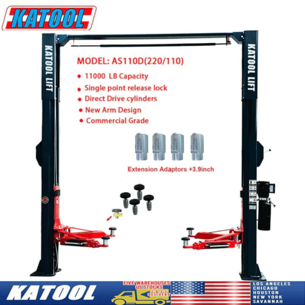 Second image of Katool KT-AS110D 11,000 lbs Asymmetrical 2 Post Lift
