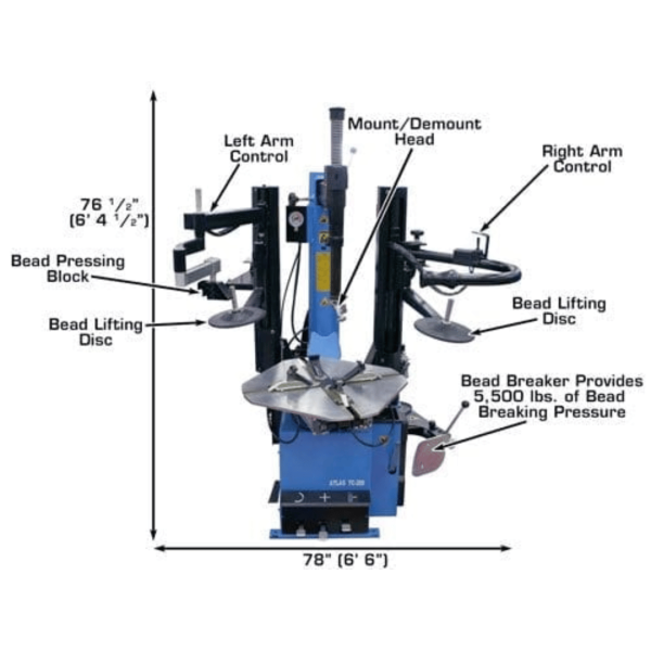Second image of Atlas TC289DAA Extra Large Rim-Clamp Tire Changer with Dual Assist Arms