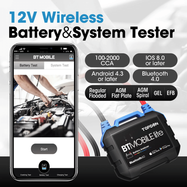 Second image of Topdon USA BTMobile Lite 12V Wireless Battery & System Tester