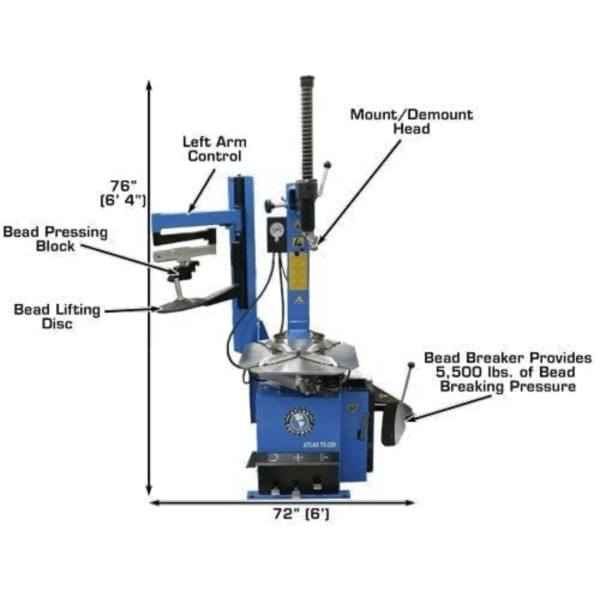 Second image of Atlas TC229LH Rim-Clamp Tire Changer with Assist Arm