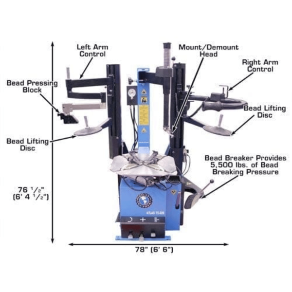 Second image of Atlas TC229 Rim-Clamp Tire Changer with Dual Arms