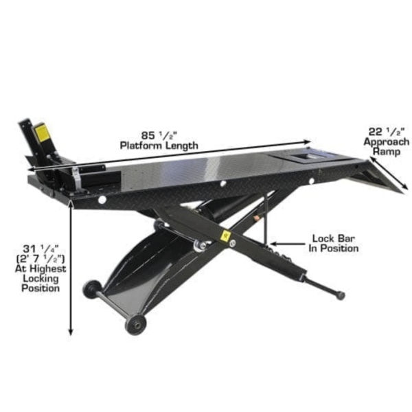 Second image of Atlas ACL Air Operated 1,000 lb Capacity Motorcycle Lift with Roller Plate