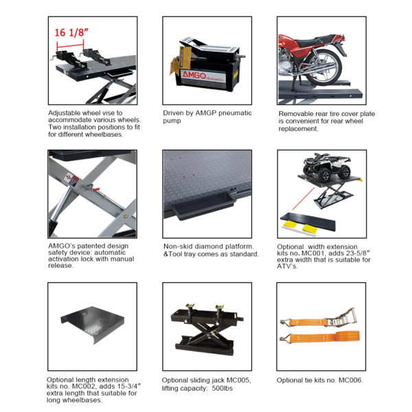 Second image of Amgo MC-1200P Motorcycle & Atv Lift