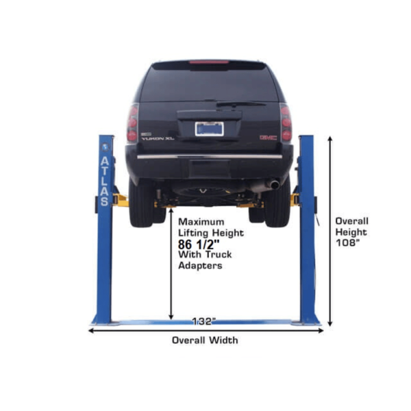 Second image of Atlas BP8000 2-Post Lift + Lawn Mower Adapter Combo