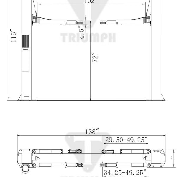 Second image of Triumph NT-11 11,000 lb. 2 Post Lift