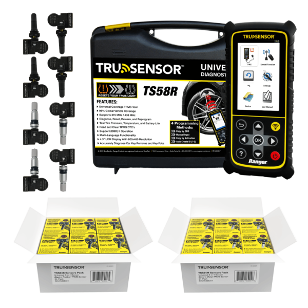 Ranger TS58R TPMS Tool Kits - 48 TruSensor Universal 2 In 1 Sensors - Silver Metal/Black Rubber